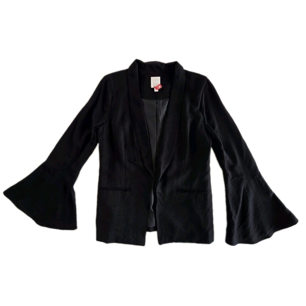 Lauren Conrad Black Blazer Open Front Bell Sleeves Womens Size 6